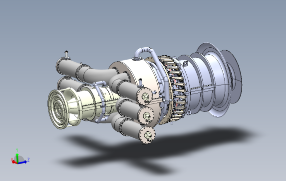 GEMS3002燃气涡轮发动机模型3D图纸Solidworks设计0