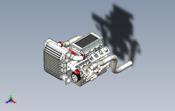 双涡轮SBC发动机模型3D图纸x_t格式0