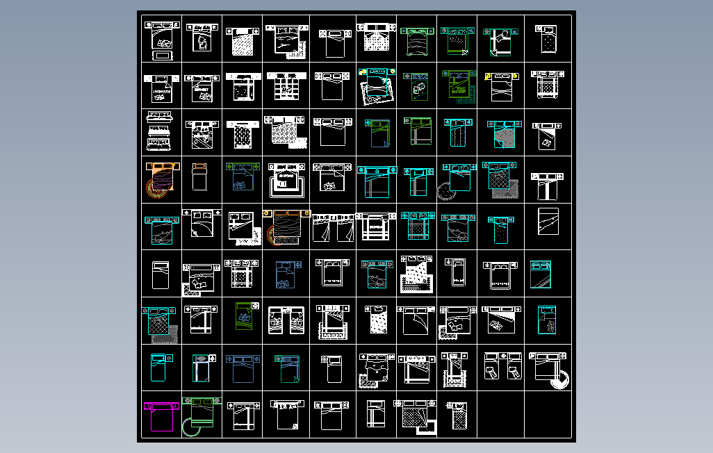 室内平面图库-床.dwg