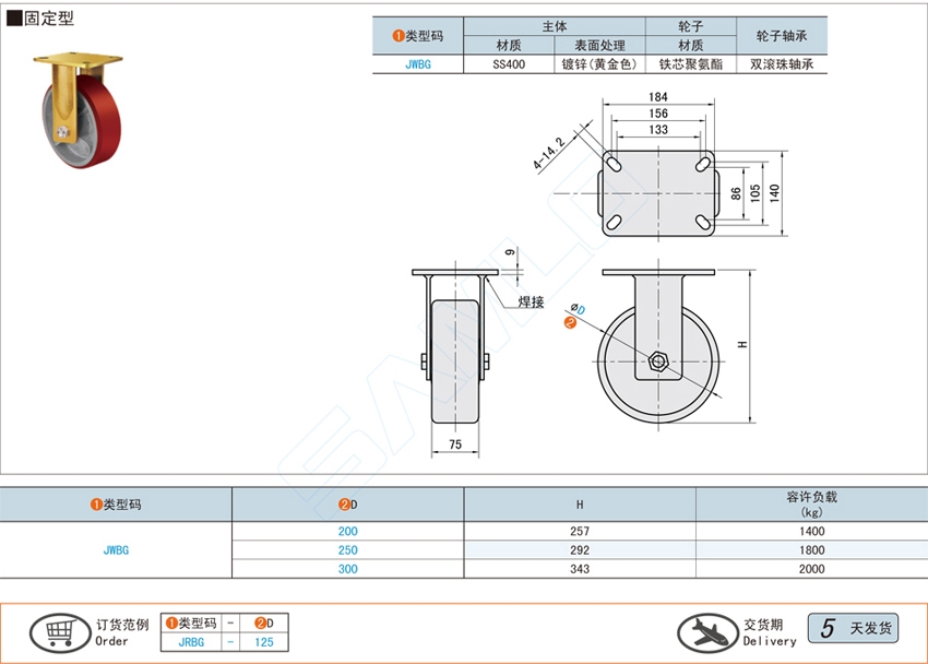 抗冲击特重载脚轮-固定型JWBG