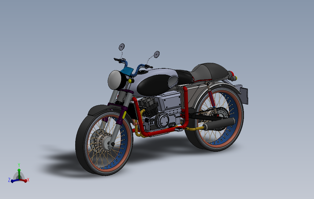 摩托车_SOLIDWORKS 2012_模型图纸下载 – 懒石网