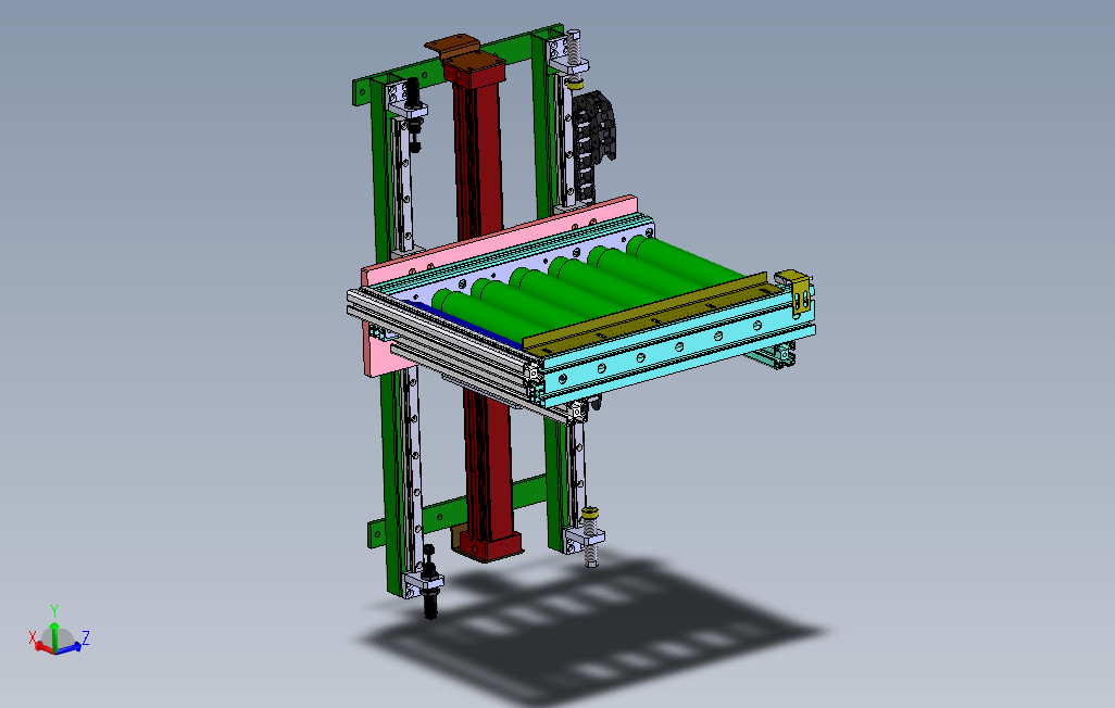 电动辊筒驱动的升降式滚筒输送机3D数模图纸Solidworks设计附STEP