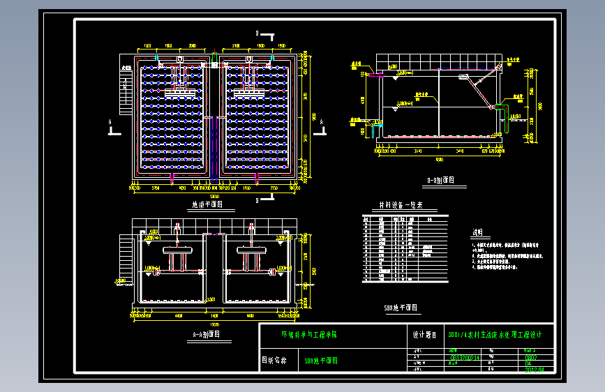 一套SBR池处理工艺的平面及剖面图