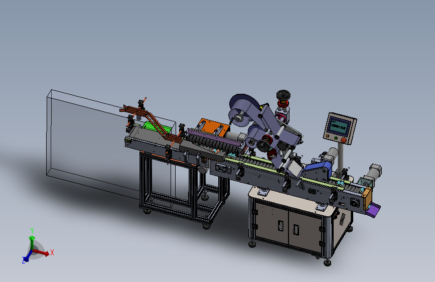 全自动卧式圆瓶贴标机 3D图纸 机械设计自动化3D模型素材图纸