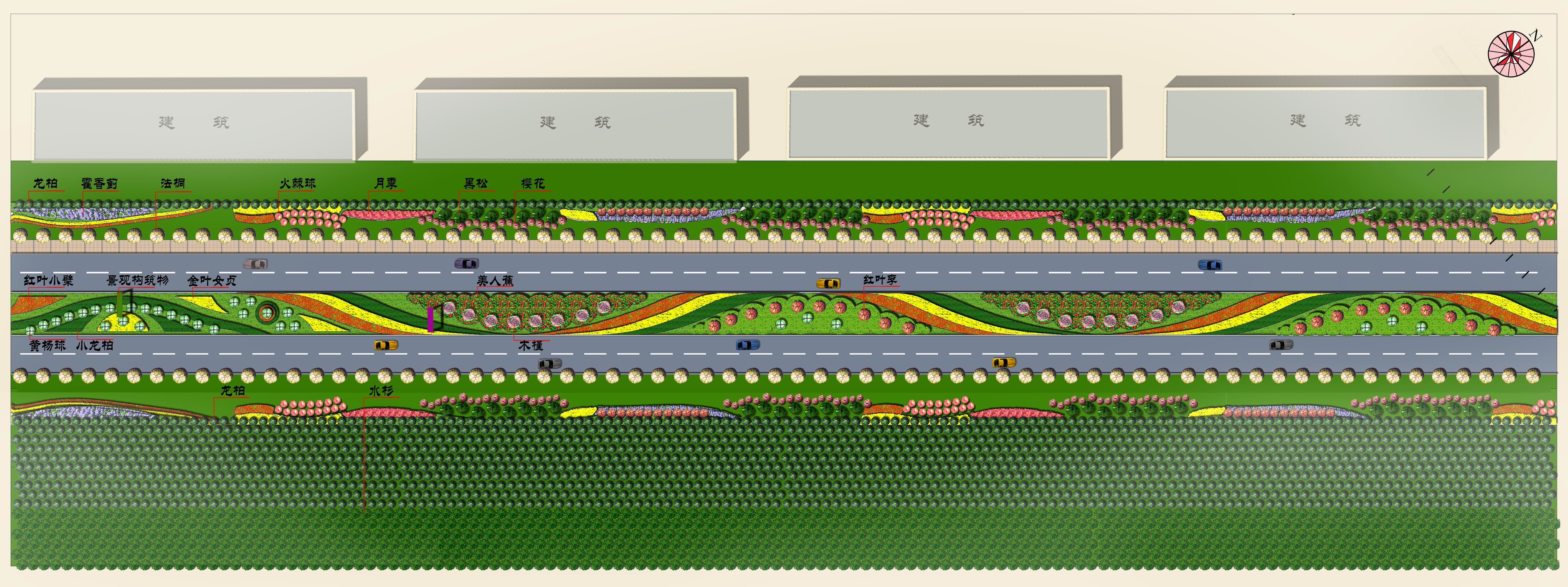 B10-已更新70套新道路绿化CAD平面图 道路景观园林设计cad平面图方案资料
