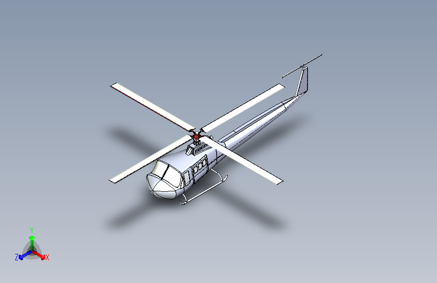 贝尔 Bell 412桨叶旋翼直升机3D图纸 IGS格式