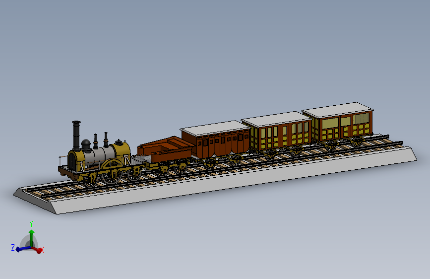Locomotora蒸汽机车模型3D图纸 Solidworks设计 附平面图