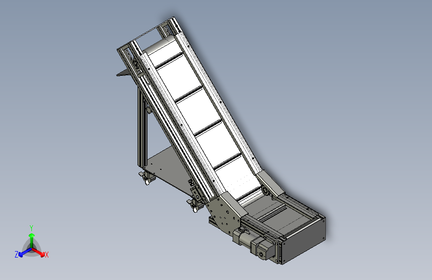 爬坡型皮带输送机3D图纸 K361 非标自动化设备3D图纸3D模型