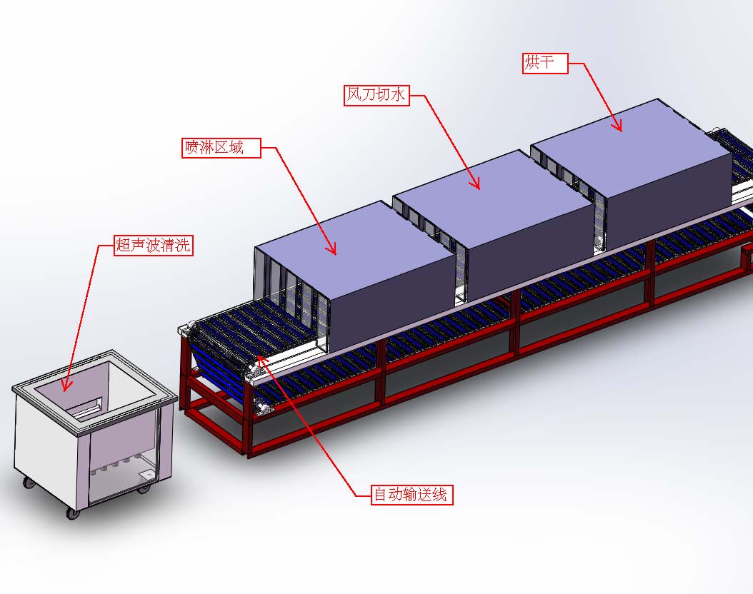 网链式超声波清洗线3D图纸 E217