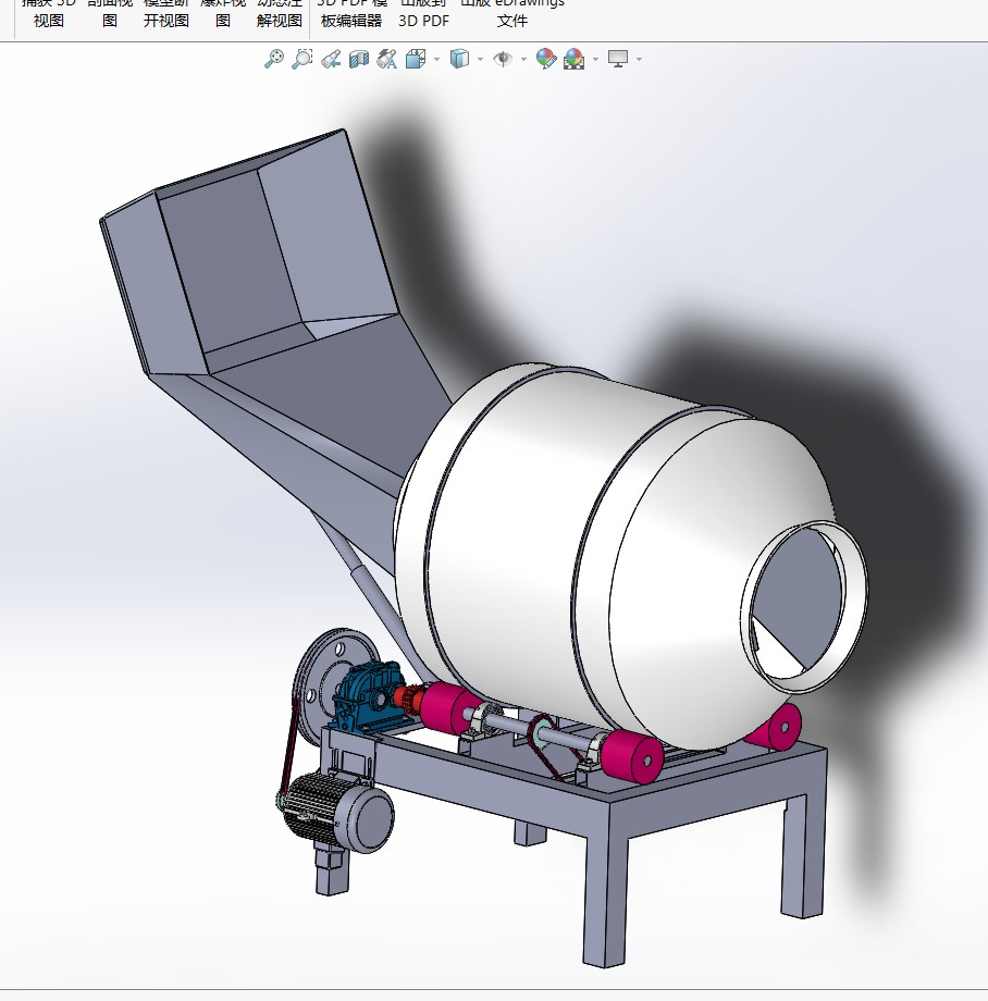 建筑混凝土搅拌机的设计包含SW三维3D建模及7张CAD图纸 参考资料