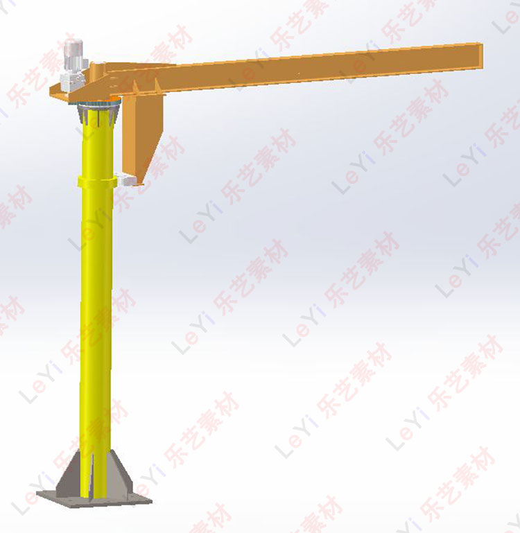 悬臂吊图纸模型0.5吨电动立柱悬臂起重机三维3D素材