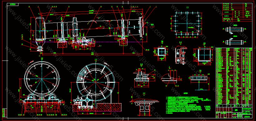3mx20m烘干机CAD图纸