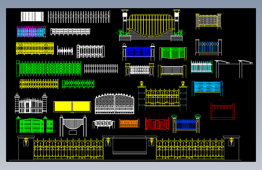 33种电动伸缩大门及围墙CAD图