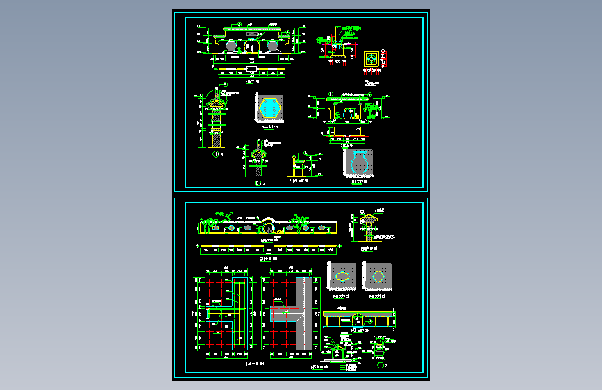 式长廊、景墙、围墙全套施工图中式仿古围墙文化墙做法CAD图纸