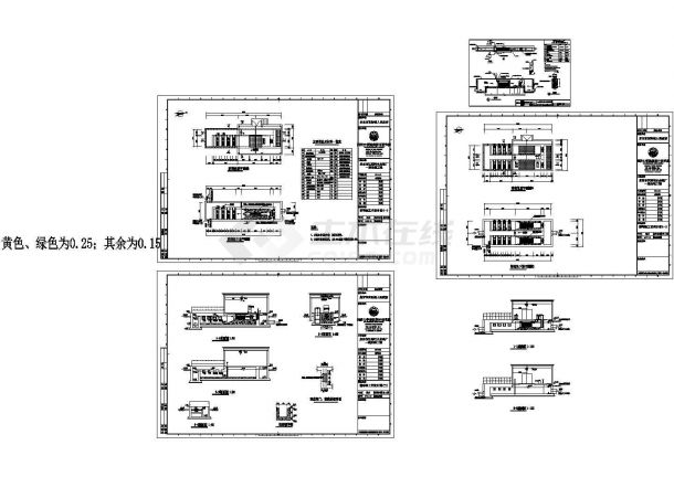 5套 消毒池平面剖面设计CAD图纸接触消毒池三视图设计cad二张图