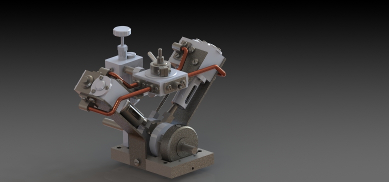 Garold Posh设计的V型模型蒸汽机3D图纸 Solidworks设计PDF工程图