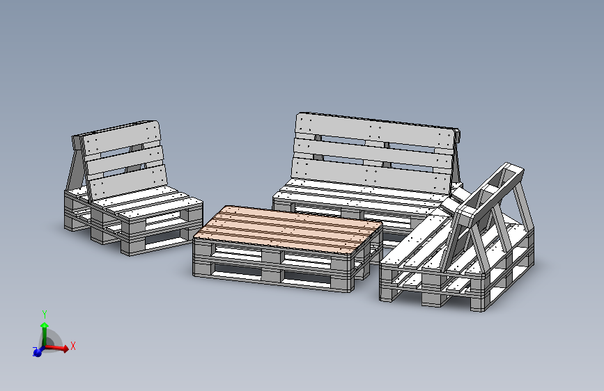 欧式托盘花园桌椅模型3D图纸 Solidworks设计