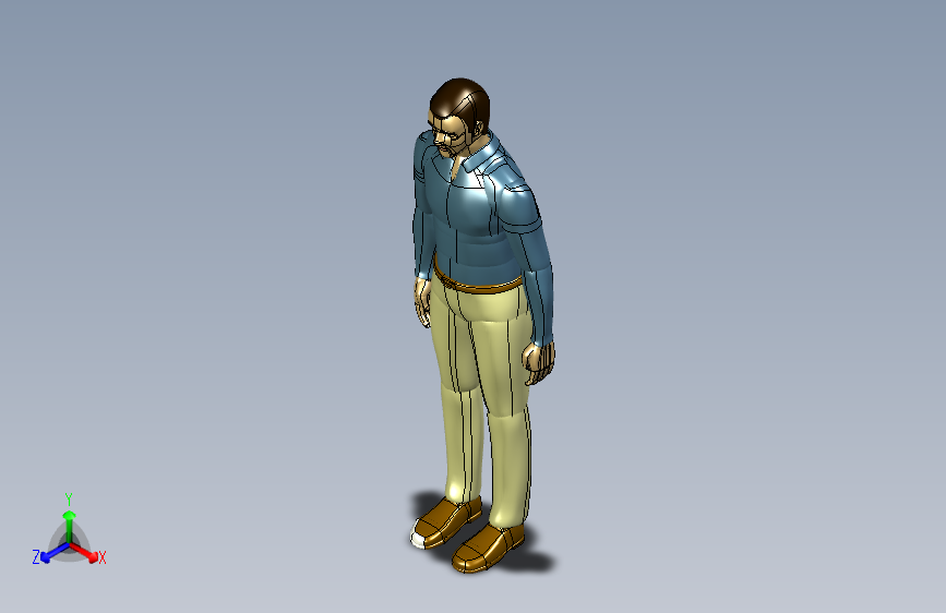身高180mm人体站立模型3D图纸 STP格式