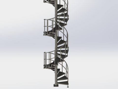 Thang Xoan螺旋楼梯简易模型3D图纸 Solidworks设计