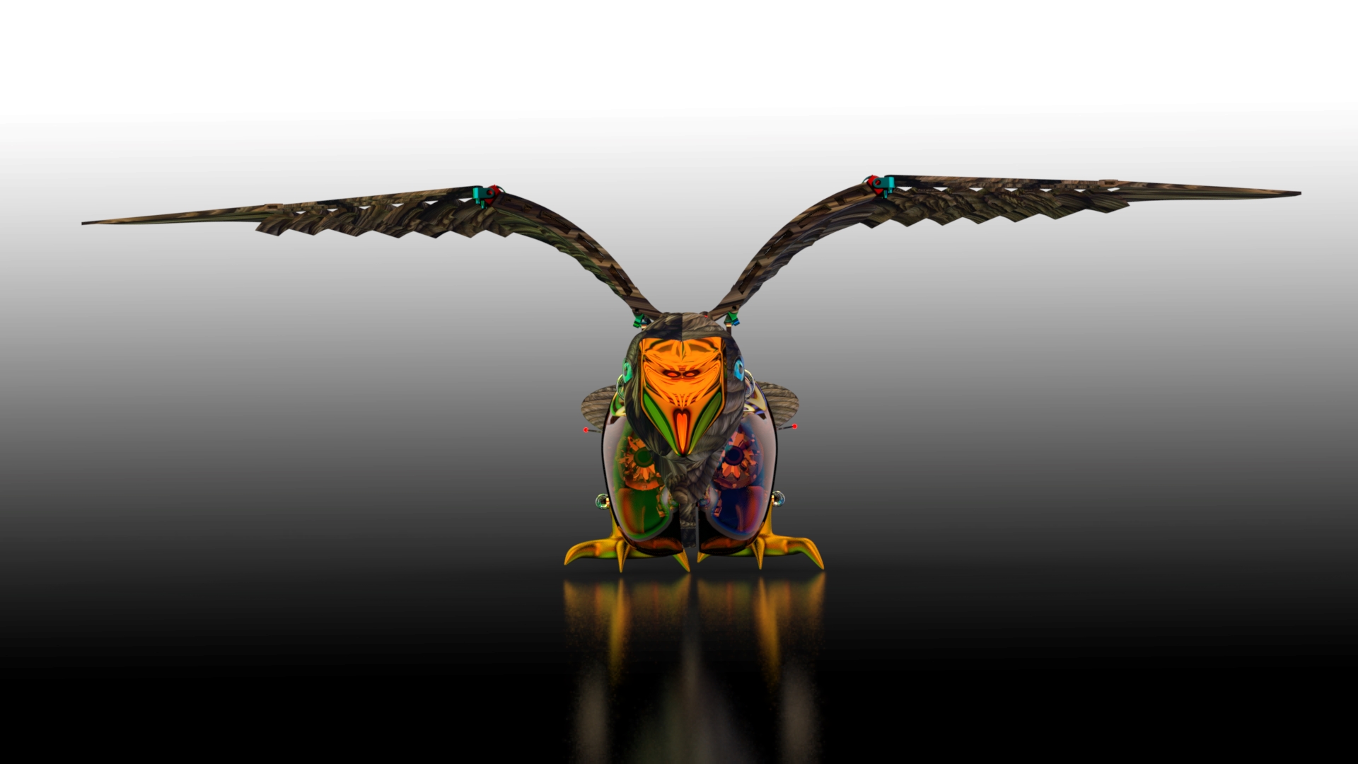 mechanical bird机械扑翼飞鸟机构3D图纸 Solidworks设计