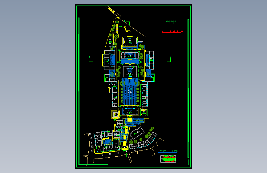 L1097大型寺庙建筑群整体院落规划设计寺庙建筑设计方案图CAD图纸