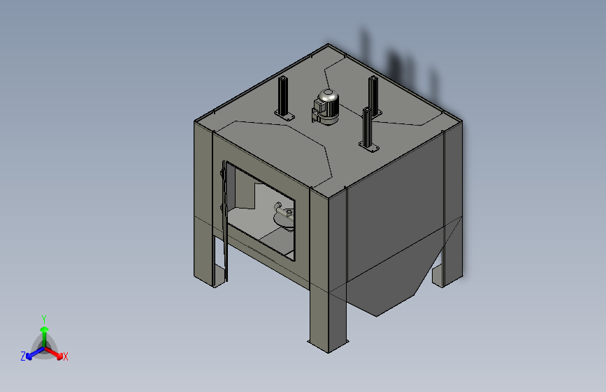 小圆盘喷砂机设备3D模型