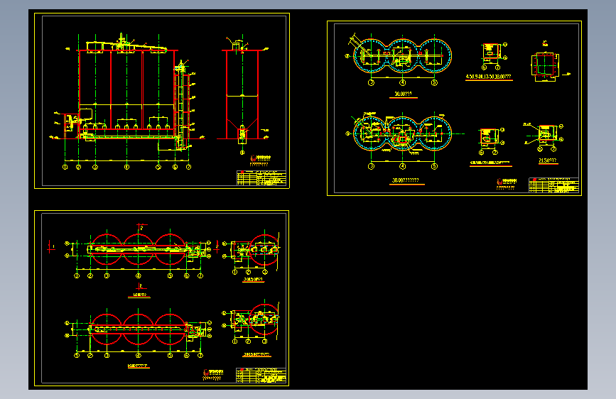 水泥灰库结构和设备布置图(总图三张)