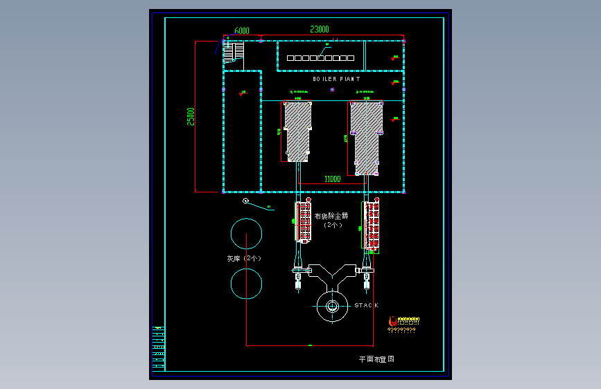 仓泵气力输送平、立面布置电厂现场状况图