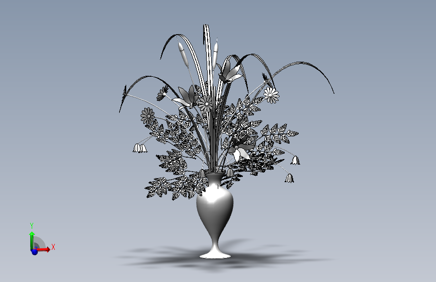 solidworks 花瓶鲜花3D模型