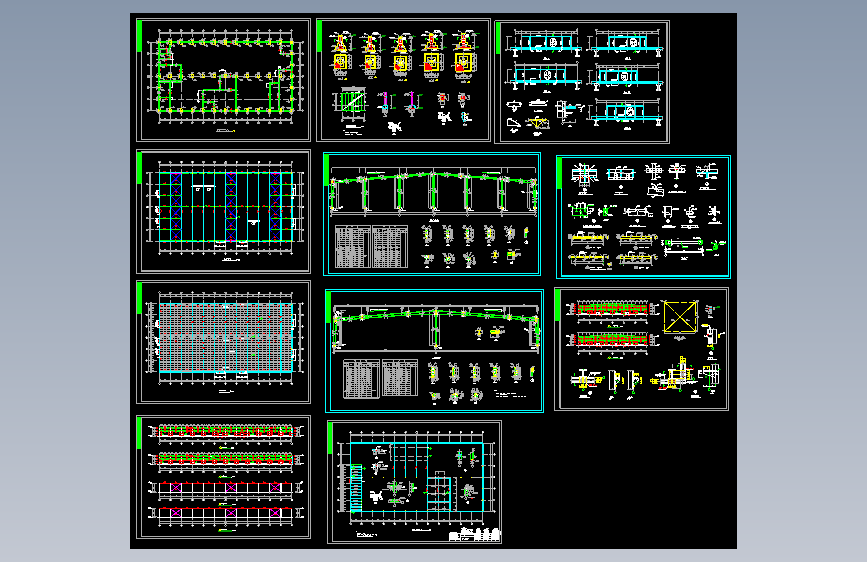 50米钢结构带吊车厂房施工图