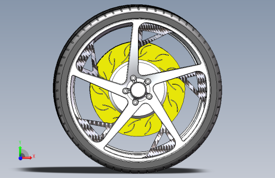 一款solidworks绘制汽车车轮带制动盘模型