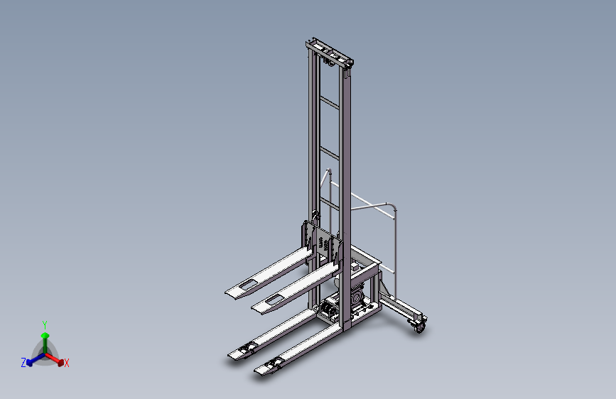 简易型电动堆高车简易叉车3D图纸H471 F906 自动化机