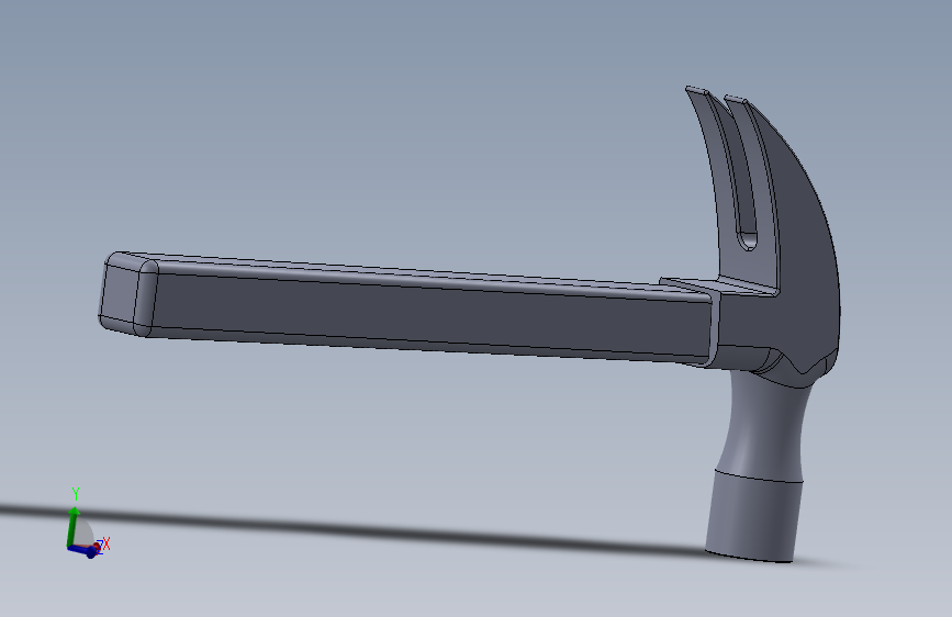 solidworks 长柄粗面锤子3D模型