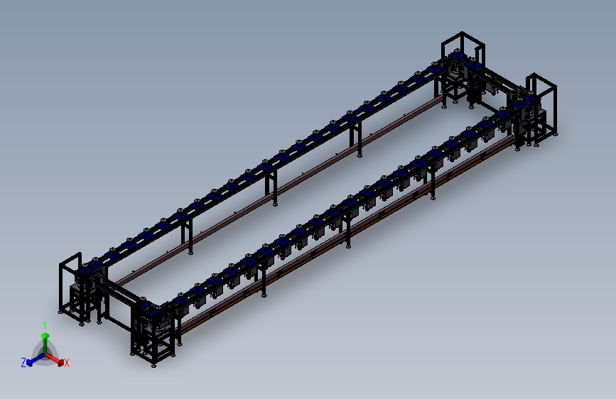 循环回流旋转倍速链线 3D模型（SolidWorks_ProE设计，提供step(stp)文件）