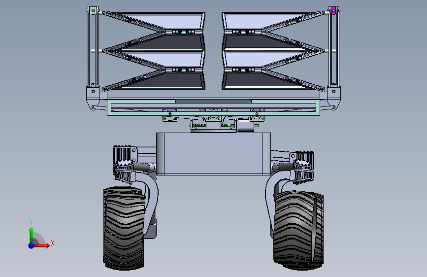 SURYA-PAAN折叠型月球车火星车3D数模图纸 Solidworks设计 正面视图