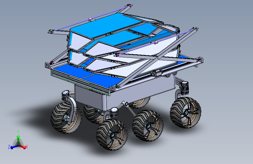SURYA-PAAN折叠型月球车火星车3D数模图纸 Solidworks设计 主视图