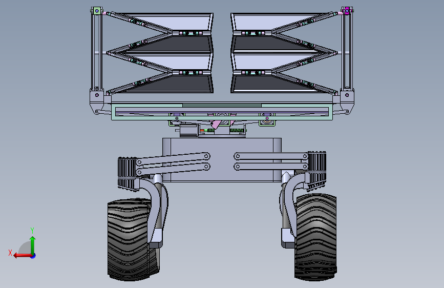 SURYA-PAAN折叠型月球车火星车3D数模图纸 Solidworks设计 背面视图