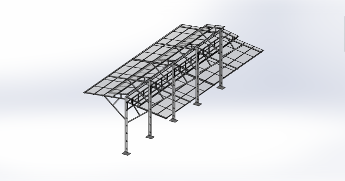 modular简易停车棚3D数模图纸 Solidworks设计 附x_t