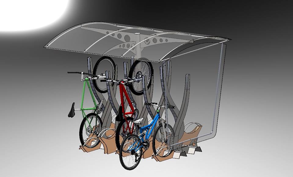 自行车亭停车棚3D数模图纸 STEP格式