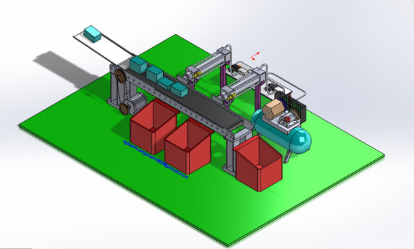 Product Sorting Conveyor产品分拣输送机3D数模图纸 Solidworks设计