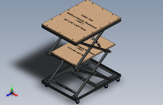 DIY Lift Table自制升降台模型3D图纸 Solidworks设计