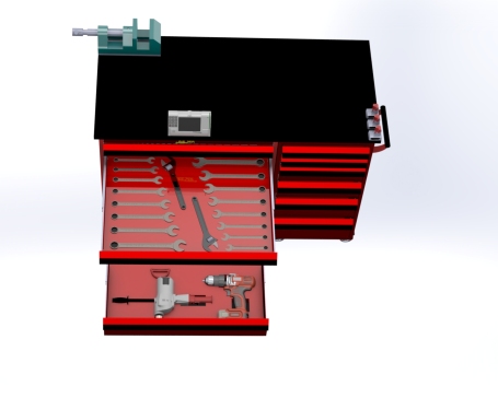 机械工程师的工作台工具柜模型3D图纸 Solidworks设计