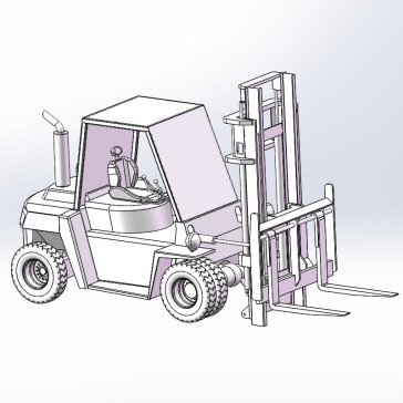 6款自动叉车3d图打包液压叉车solidworks三维模型图叉车图纸资料