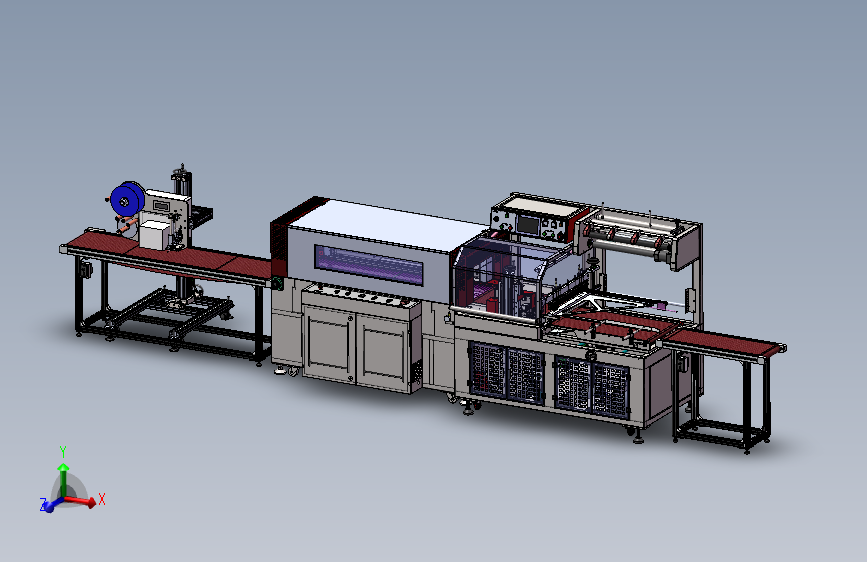 自动化边封收缩包装方案3d图纸设计边封机收缩机资料