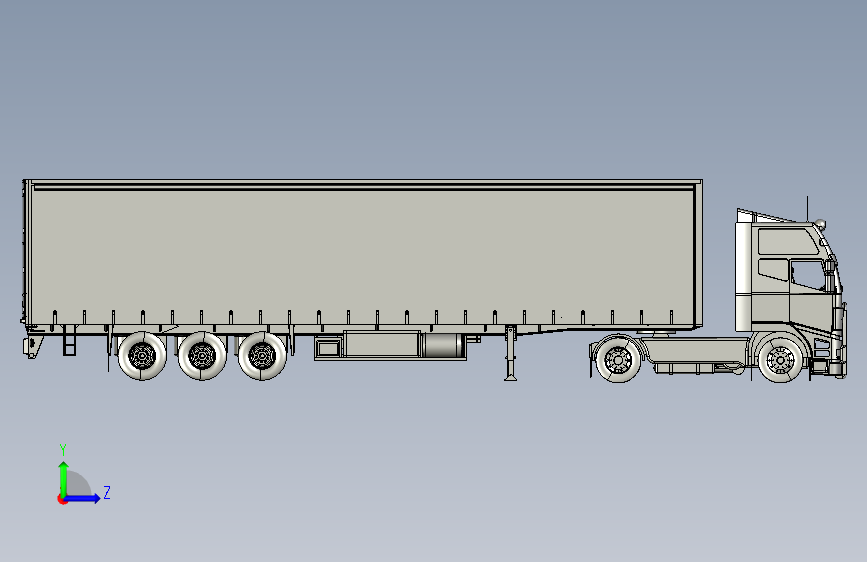 24托盘货物帘侧板半挂车 左侧视图