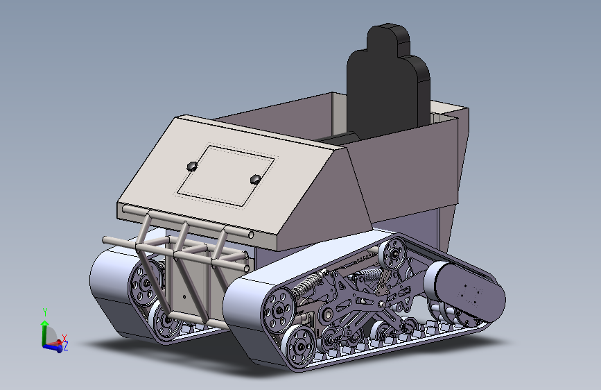 履带式装甲车3d图纸 SolidWorks绘图设计 履带式小车3d图三维模型