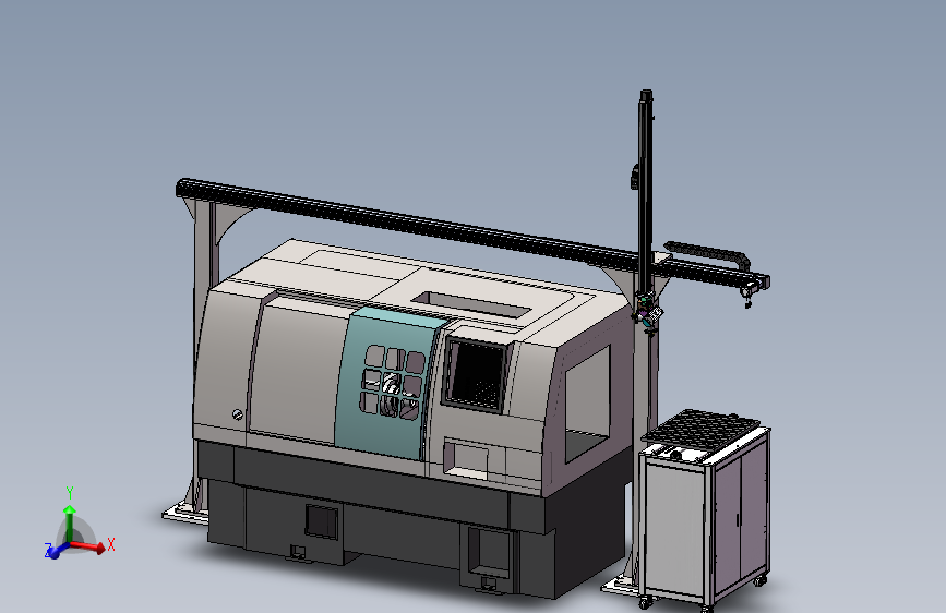 单臂XZ双轴上下料机械手3d图纸 CNC数控车床双轴桁架机械手3d模型