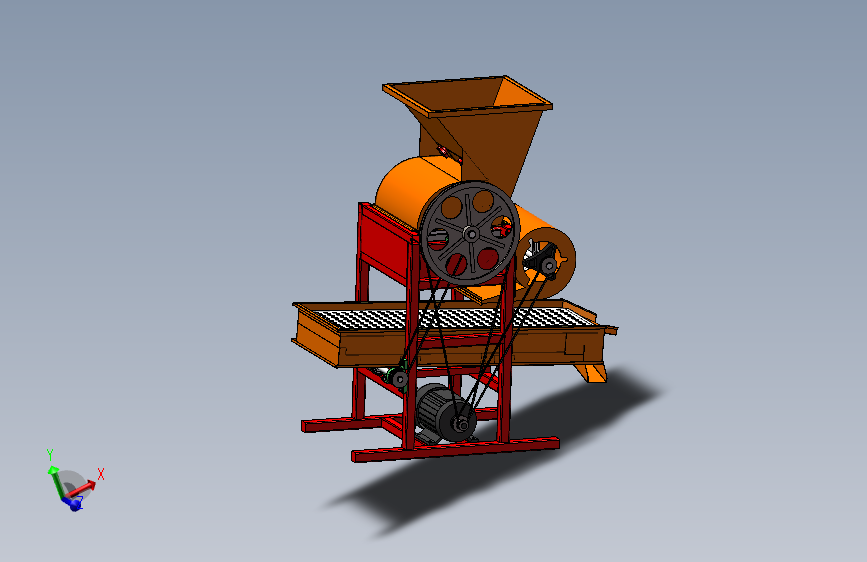 2款花生去壳机设计SolidWorks 3d图+cad 2D+说明花生脱壳机3d模型