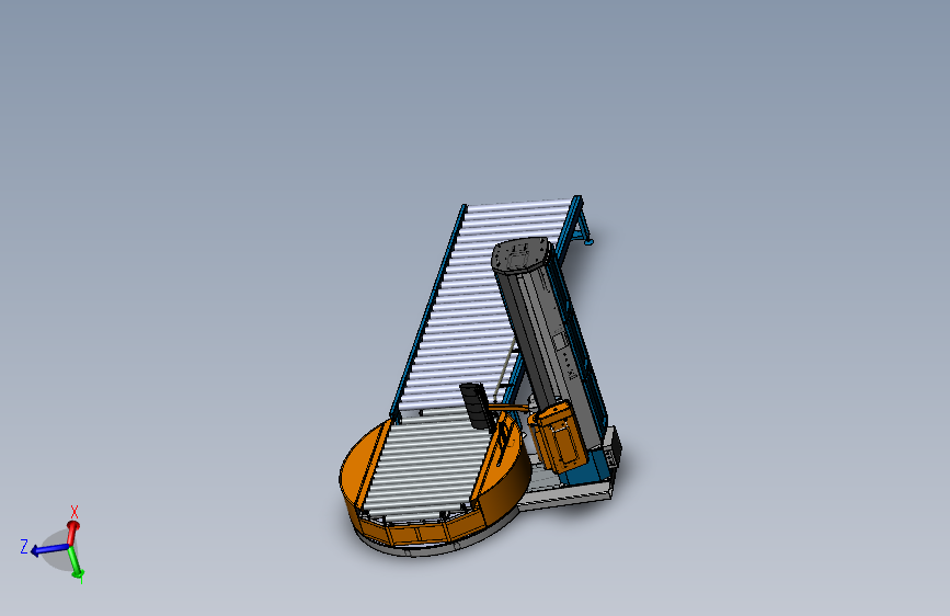 在线式立柱缠绕机流水线3d图纸