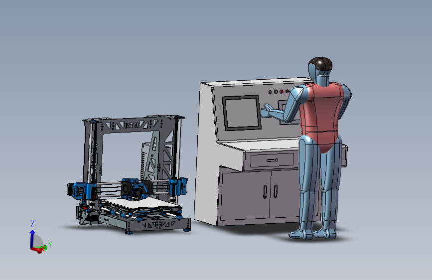 三轴钣金框架打印机3d图纸 智能数控控制3d打印机3D三维模型